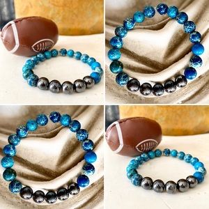 Blue Gems with Hematite Stretch Bracelet